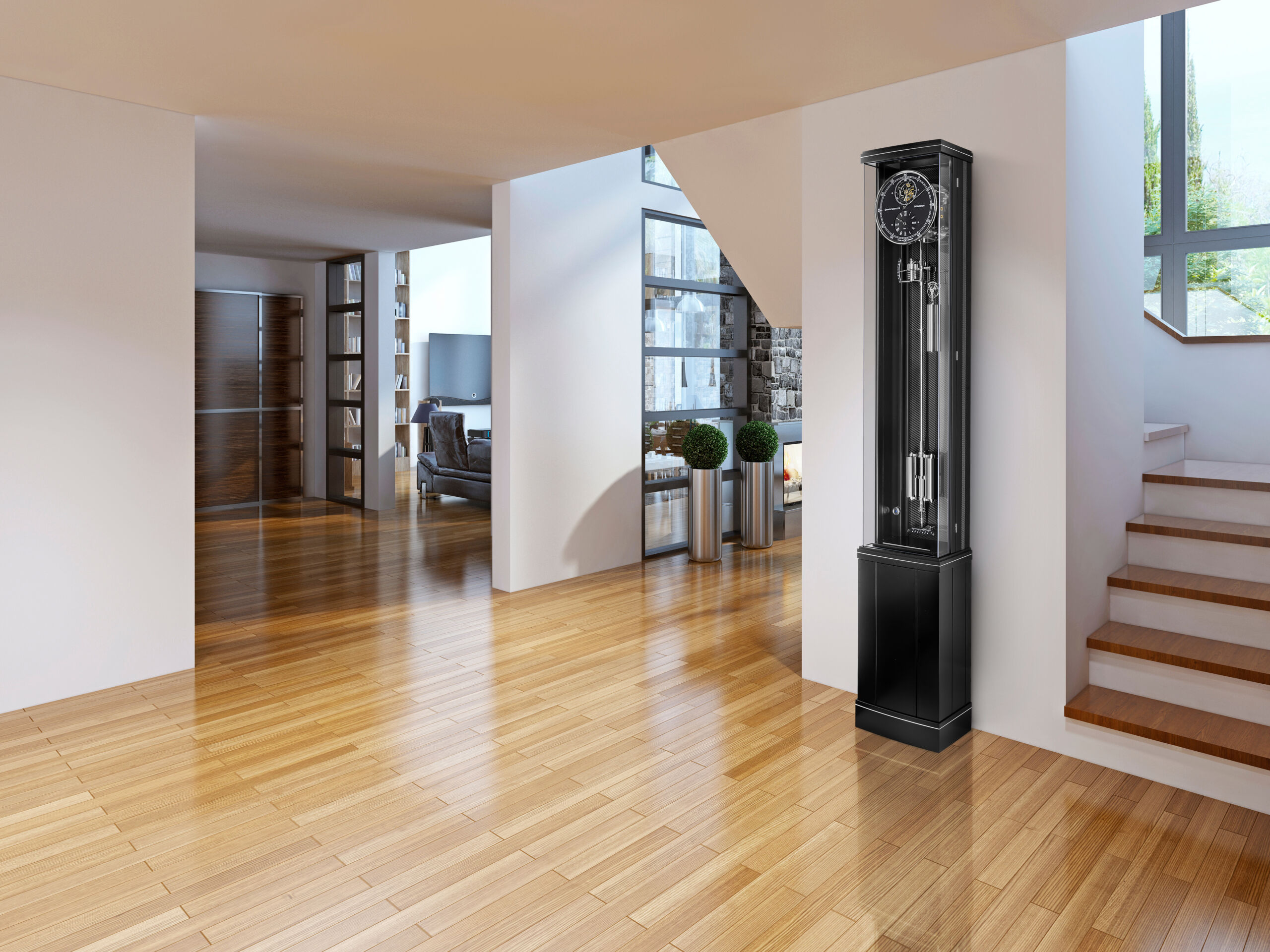 Bright modern corridor with stairs